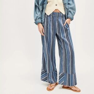 Free people Day's End Stripe Pants indigo combo
